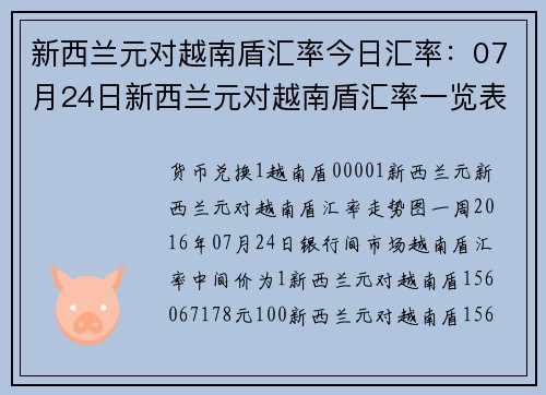 新西兰元对越南盾汇率今日汇率：07月24日新西兰元对越南盾汇率一览表